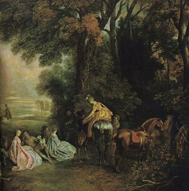 WATTEAU, Antoine A Halt During the Chase21 oil painting picture
